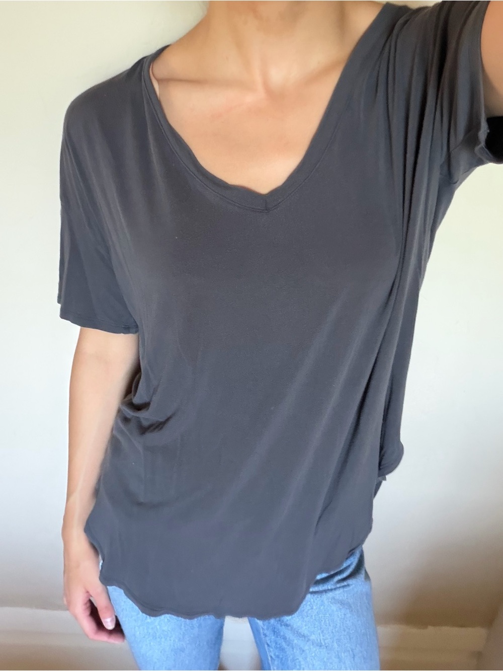 American Eagle charcoal, asymmetrical, oversized t-shirt, size small.